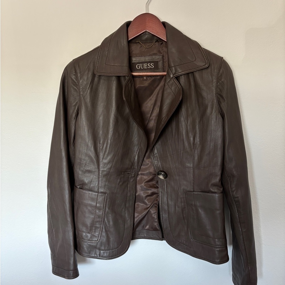 Guess REAL Lamb Leather Blazer Jacket